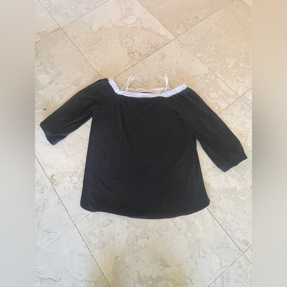 INC Black Top With White Trim And Shoulder Straps (used) Good Condition Size M